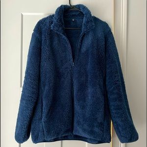 Brand new fluffy mens zip up collar jacket